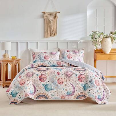 3pcs Bedding Set, Soft & Breathable Lightweight Bed Skirt, Super Fine Fiber Material, Printed Pattern Blanket, Suitable For All Seasons Home Decor, Ideal For Holiday Gifts, Oversized For Double Bed (1pc Comforter + 2pcs Pillow Covers), Pillow Insert Not Included