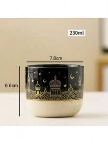 1个手工陶瓷星月图案可重复使用茶/咖啡杯，适用于浓缩咖啡和茶，是居家、办公和送礼的理想之选。 - 彩色 - 查看 10