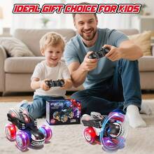 Xe điều khiển từ xa xoay 360° - Điều khiển từ xa 2.4GHz, đèn LED, địa hình đa năng | Xe đồ chơi điều khiển từ xa có thể sạc lại | Quà tặng năm mới/sinh nhật cho bé trai và bé gái - đen đỏ - Xem 7