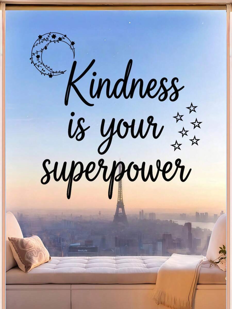 1张“善良是你的超能力”窗贴 - 强力玻璃窗贴 | 送给积极思考者和健康生活爱好者的完美礼物。用这些“善良是你的超能力”窗贴为您的空间增添一抹力量！这些贴纸适用于任何房间的玻璃窗，带来正能量和动力。送给积极思考者、健康生活爱好者以及任何珍视善良的人的贴心礼物。 - 彩色 - 查看 1