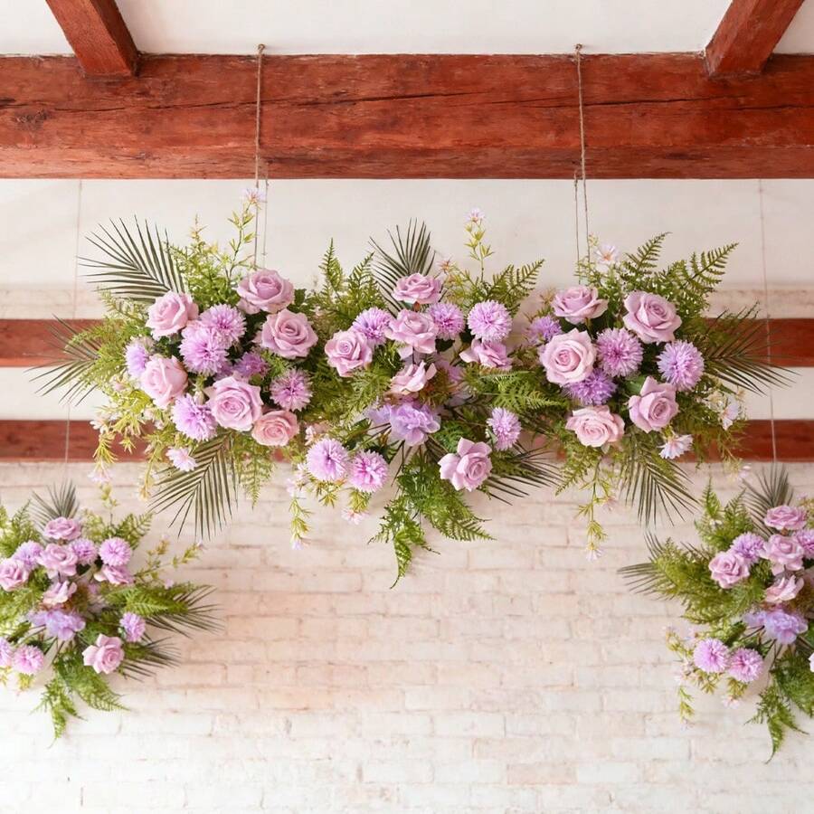 丝绸花拱门，圆形凉亭，婚礼花卉装饰，婚礼舞台道具 - 彩色 - 查看 1