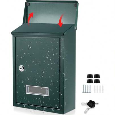 Caja de donaciones metálica con llave Buzón con cerradura Caja de sugerencias Urna segura montada en pared con ranura