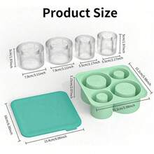 1个硅胶杯套，专为运动水壶设计，多种颜色可选，带盖；硅胶冰格，可制作4个空心圆柱形冰块，适用于30-40盎司的杯子 - 彩色 - 查看 4