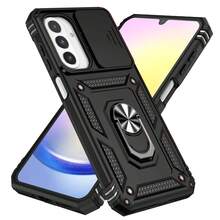 1pc Phone Case Compatible With Samsung Galaxy A06 A15 / A16 / A17 / A26 / A35 / A36 / A55 / A56 / A25 / A26 / A54, Military Sliding Window Phone Case, Magnetic Phone Protective Cover, Anti-Drop Phone Case, Integrated Ring Grip Phone Case, Phone Accessories, Gift - Black - View 10