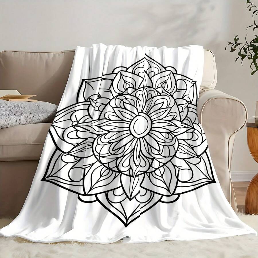 1pc Elegant Mandala Coloring Page Blanket - Soft Flannel Bedspread With Intricate Mandala Patterns, All-Season Cozy Bed Sofa Travel Throw, Adult Coloring Book Gift For & Men, Available In Multiple Sizes Four Seasons Universal Multifunctional Blanket/Perfect Gift, 2D Printing Him, Her Gifts For Her, Him, Family, Boyfriend, Girlfriend, Father, Family, Mother, Lover, Daughter, Son, Grandfather, Grandmother, Friend, Classmate, Pet. Perfect Nap, Camping, Travel, Home, Daily Life, Office Decoration, Birthday, Anniversary, Valentine's Day, Thanksgiving, Christmas, Halloween, Mother's Day, Father's Day, Wedding, New Year Gifts,Back To School Season,Graduation Gift,Sofa,Bed,Car,Bedroom,Living Room,Office, Outdoor Camping, Beach,Wall Decoration,Newly Expanded Themed Collections To Meet A Variety Of Styles And Scenar. - Nhiều màu 7 - Xem 1