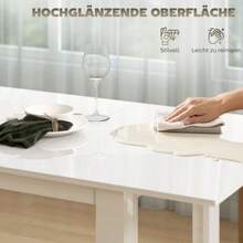 Extendable Dining Table, 120–160 X 70 Cm, Adjustable Kitchen Table For 4 To 6 People, MDF, Glossy White - White - View 6