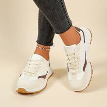 2025 Spring/Summer New Thick Sole Casual Lightweight Soft Bottom Sneakers, Versatile Athletic Shoes For Women - Brown - View 3