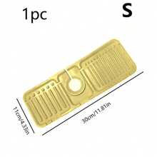 1pc Silicone Faucet Drain Pad, Splash-Proof And Cuttable With Narrow Edges, Ideal For Kitchen Sink And Washbasin - Multicolor - View 12