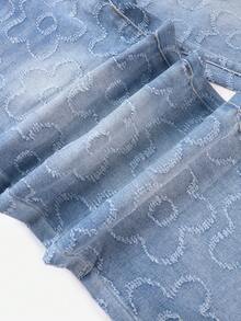 NVFelix Jeans longs en denim décontractés et polyvalents pour femmes, avec un design floral jacquard unique, style mode Bermuda Y2K, avec poches, jambe droite ample taille haute non stretch, jeans lavés, convient pour le port quotidien, nouvelle collection automne/hiver - Jean clair - Voir 9