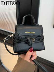 Dedoo Women's Small Handbag, 2026 New Style, Belt Buckle, Popular Export Style, Shoulder Bag/Crossbody Bag. - Black - View 2