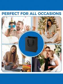 10pcs Black Paper Gift Bags, Suitable For Business, Crafts, Groceries, Parties, Shopping, Birthdays, Retail Goods, Weddings And Black-Themed Holiday Gifts. The Gift Bags Come In 3 Sizes And Are Also Suitable For Valentine's Day. - Black - View 6