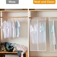 1pc Garment Bag, Moisture-Proof Dust Cover, Hanging Clothes Storage Bag, Premium Thick Clothes Organizer, Moisture-Proof Dust-Proof Garment Cover - White - View 3