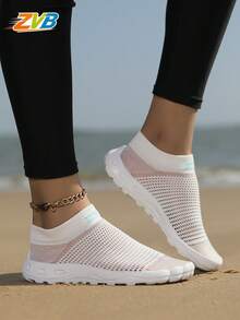 ZVB Women's Beach Shoes, Water Shoes, Barefoot Training Shoes, Lightweight Anti-Slip Design, Suitable For Fitness Training, Beach Surfing, Swimming, Pool, Outdoor Hiking - 白色 - 查看 9