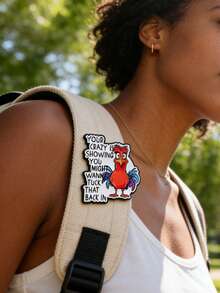 1PC Funny Rooster Enamel Pin - "Your Crazy Is Showing" Backpack Badge, Red & Design, DTVSMARTSHOW Novelty Brooch For Backpacks, Bags - Multicolor - View 2