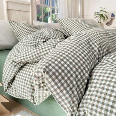 Edredom Xadrez Cáqui, Tamanho Feminino - Série de Edredons Super Macios - Leve, Edredom Feminino - Roupa de Cama Macia e Respirável (Tamanho Feminino, Branco, Preto)