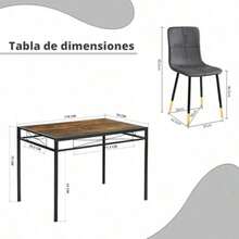 COZYCASA Mesa de Comedor y 4 sillas Juego 5 Piezes para 4 Sillas de Comedor con Mesa Set 5 Conjunto de comedres Conjuntos de Muebles diseño Industrial Minimalista para Cocina recepción Gris and Marron - Multicolor - Ver 3