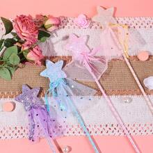1pc/4pcs Shiny Star Wand, 11 Inch Princess Angel Fairy Star Shaped Magic Wand, Girls Angel Fairy Costume Accessory, Star Wand Angel Fairy Outfit Props, Birthday Halloween Christmas Party Princess Party Gift, Angel Stick With Ribbon Costume Props, Birthday Wedding Cosplay - Multicolor - View 3