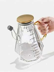 1个高硼硅玻璃油瓶，大容量，防滑，耐热，适用于厨房，可存放酱油、醋、食用油等。 - 金色 - 查看 6