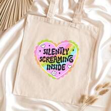 Funny Mental Health Awareness Tote Bag Suitable For Men & - Canvas Bag With Silently Screaming, Top Handle For Sessions, Everyday Carry & - White - View 10