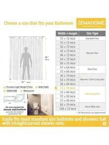 EstiloForro de cortina de ducha de plástico transparente extra largo, ligero de 182.88 x 203.2 cm, forro de cortina transparente para baño, ducha y sala de exposición, con Gromments de metal aVersión mejorada - 1 - Ver 2