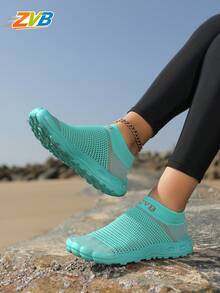 ZVB Women's Beach Shoes, Water Shoes, Barefoot Training Shoes, Lightweight Anti-Slip Design, Suitable For Fitness Training, Beach Surfing, Swimming, Pool, Outdoor Hiking - màu xanh da trời - Xem 3