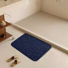 1pc 2D Flat Flannel Material Constellation Pattern Bath Mat - Non-Slip Soft Floor Mat With Golden Stars & Zodiac Signs, Navy & Golden Bathroom Rug For Bathroom, Kitchen, Entryway - Machine Washable Decorative Mat, Kitchen Flooring, Stylish Home Accessory, Durable Fabric - Multicolor - View 9