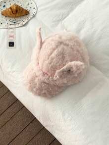 1pc Angel Button Plush Baseball Cap, Cute Angel Wings Design, Soft Fuzzy, Versatile, Suitable For Women In Winter, Atmosphere, Large Head Circumference, New Style Cute Angel Wings Fuzzy Snapback Hat, Autumn/Winter, Letter Print, Small Face, Baseball Cap - Wings, Buttons, Plush - View 5