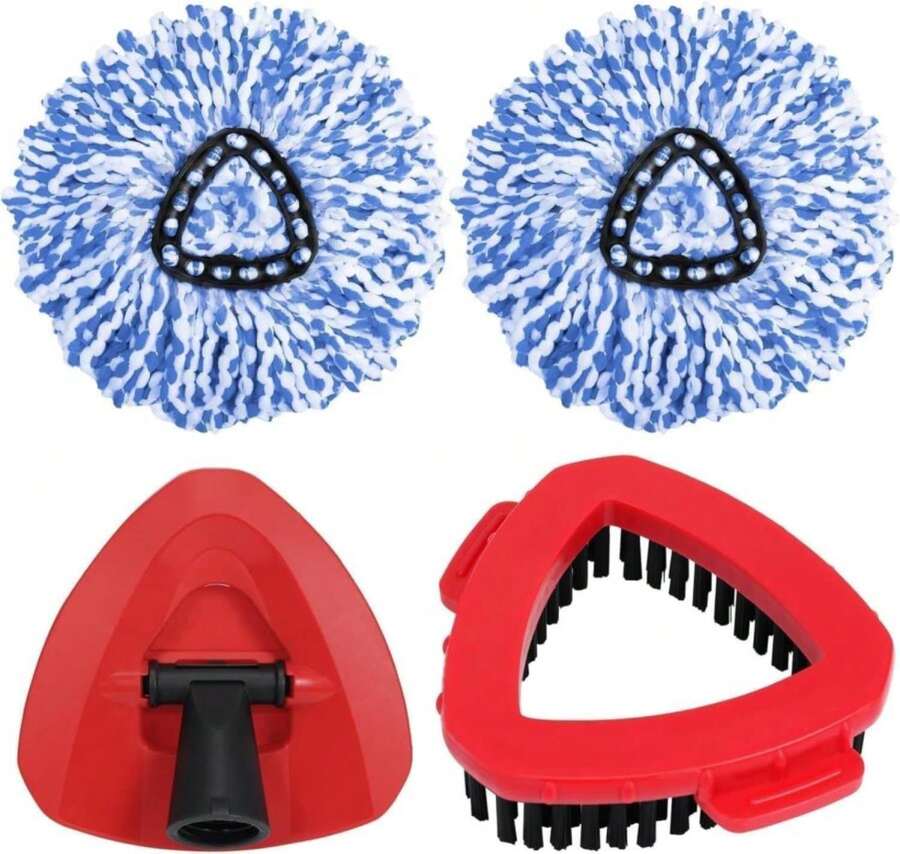 4 Pack Spin Mop Replacement Head, Spin Mop Scrub Brush,Microfiber Mop Refills, Easy To Replace,For Bathroom,Kitchen,Tub And Tile,Easy Cleaning,Suitable For Ocedar RinseClean 2-Tank System Spin Mop (A) - MàuA - Xem 1
