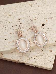 1 paire de boucles d'oreilles géométriques vintage élégantes, esthétique haut de gamme, inspirée de la nature - Multicolore - Voir 5