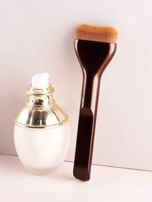 1pc Brown Base Makeup Brush, Ergonomic Handle Design, Wave Foundation Brush, Eid Makeup Tool - Multicolor - View 2