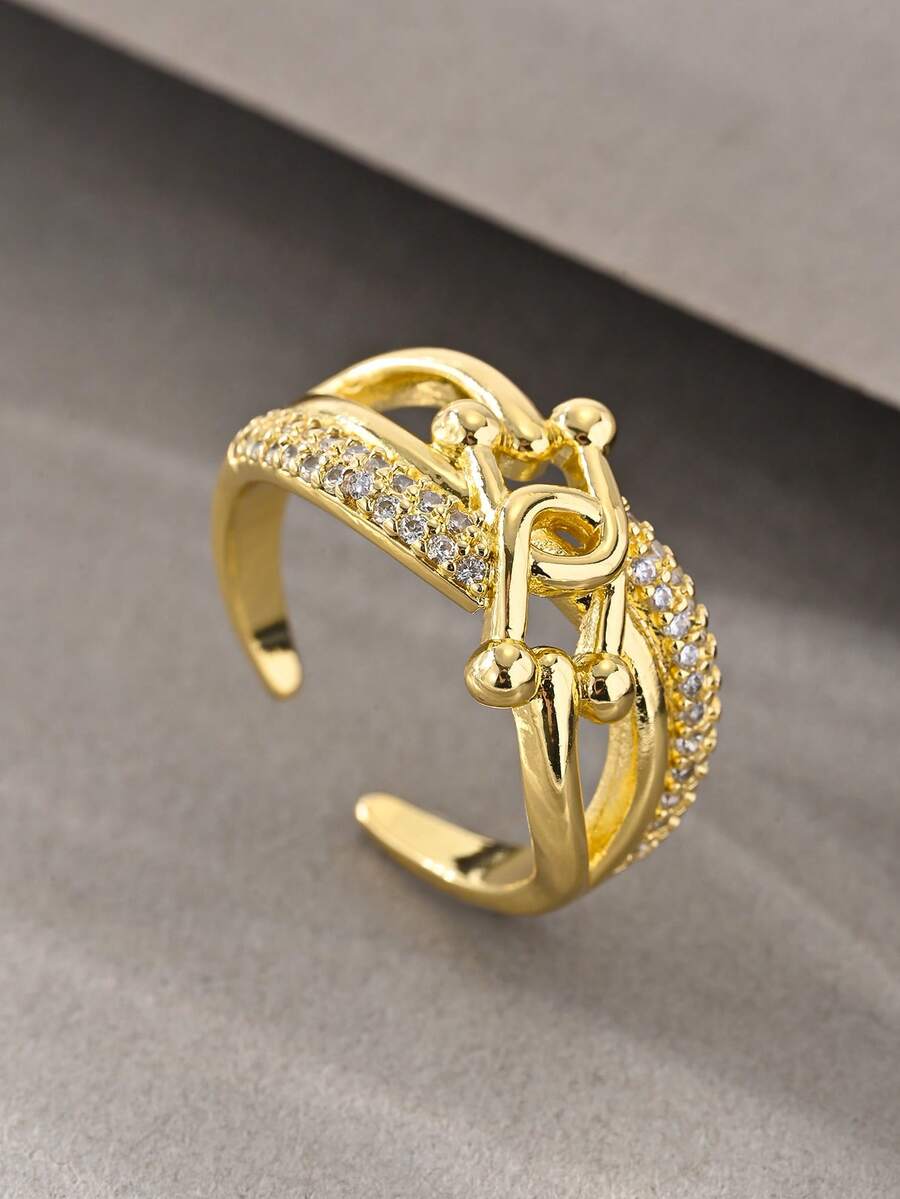 1pc Micro-Inlaid Zirconia Ring, Suitable For Women's Daily, Dating, Vacation, Wedding Wear
