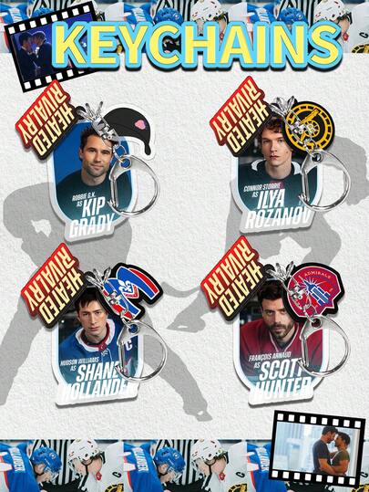 Intense Competition Themed Keychains, CP Keychains, Shane, ILYA, Skip, 2D Acrylic Keychains, Ice Hockey Related Accessories, Suitable For Decorating Bags And Car Keys, Gifts For TV Series Fans And Sports Enthusiasts