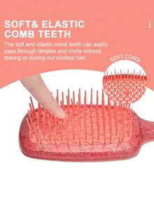 1个空心网状梳盒，无结顺滑发梳，透气蓬松发梳，按摩梳，方梳，女士梳，ABS材质。1把女士梳子，ABS材质网状塑料梳，美发师卷发梳，无结按摩梳，适合圣诞节和万圣节。所有图片均为手工拍摄，可能存在色差。介意者请勿购买！美发工具，发饰，美发套装，美发工具套装 - 彩色 - 查看 3