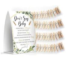 Bộ trò chơi "Đừng nói Baby", Trò chơi "Đừng nói Baby" cho tiệc mừng em bé sắp chào đời, một bảng hiệu kèm 50 kẹp quần áo mini, trang trí tiệc mừng em bé theo chủ đề tối giản, trò chơi tiết lộ giới tính, ý tưởng trang trí tiệc mừng em bé. - Nhiều màu - Xem 7