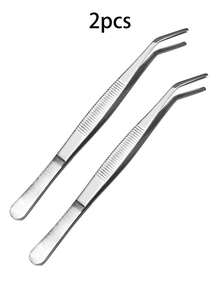 1pc/2pcs/4pcs Stainless Steel Long Tweezers, Long Barbecue Tweezers,Food Clip, Stainless Steel Tweezers Elbow, Dressing Tweezers, Fish Tank Water Grass Beetle, Tool Repair Clip, Tweezers, Kitchen Tweezers, Extra Long Stainless Steel Tweezers - Silver - View 14
