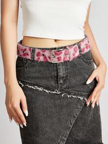 1件装女士蓬松豹纹人造毛皮腰带，时尚百搭宽版奢华舒适毛绒腰带 - A - 查看 1