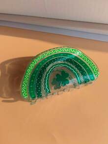 1 chiếc kẹp tóc hình cỏ ba lá màu xanh lá cây, kẹp tóc in chữ "may mắn" bằng nhựa PVC acrylic 8cm, kiểu tóc buộc nửa đầu thanh lịch, thích hợp cho các dịp lễ, tiệc tùng, làm quà tặng, phụ kiện tóc thường ngày, kẹp tóc thời trang, kẹp tóc thanh lịch. - Nhiều màu - Xem 8