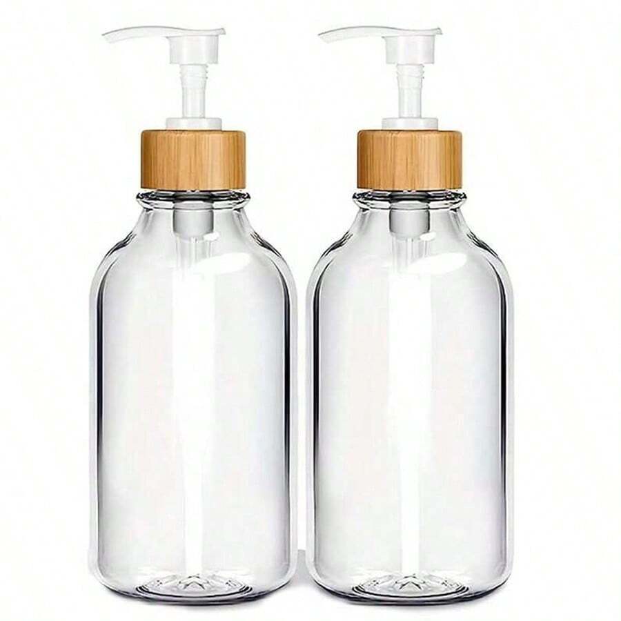 Bộ 1/2 chai đựng xà phòng trong suốt dùng cho phòng tắm, bình đựng xà phòng và sữa tắm có vòi bơm, dung tích 16 oz (khoảng 473ml), chai đựng xà phòng lỏng có thể tái sử dụng. - Trong sáng - Xem 1