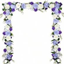 2Pack Artificial Peony Flower Garland - Silk Peony Garland With White Flowers Wedding Party Table Decoration, 6ft/Strand - White & Purple & Dark Purple + 1 - View 1