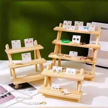 1-4层木质桌面展示架，适用于手镯、耳环、娃娃展示架，大容量戒指耳环展示架 - 米色 - 查看 5