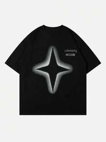 Camiseta Y2K STAR Figures Pure para hombres, simple, de color sólido, suelta, con cuello redondo, camiseta de verano para hombres y mujeres, regalo de festival - Negro - Ver 2