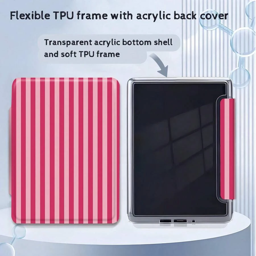Transparent Protective Case For Kindle Readers, Single-Sided Striped Pattern Print, Compatible With Kindle Paperwhite 10th Gen 2018/11th Gen 2019, Kindle 10th Gen 2019, Kindle (11th Generation) 2022 Release, Transparent Case Provides Effective Protection While Maintaining Aesthetic Appeal - Multicolor - View 1