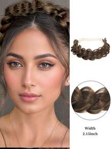 1pc Black, Gold, Brown, Dark Brown Handmade Braided Wig Headband, Suitable For Women And Girls, Synthetic Braided Hair Extensions, Elastic Headband With Adjustable Waistband, Braided Headband, Suitable For Daily Wear, Parties And Special Occasions. - Multicolor - View 15