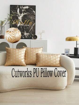 1 st lyxigt geometriskt ihåligt kuddfodral i konstläder, heminredning lämplig för vardagsrum, soffa, sovrum, bil och olika tillfällen