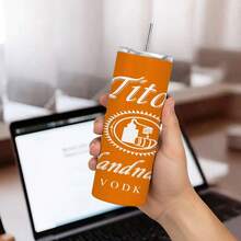 1pc Tito'S Vodka 20oz Insulated Tumbler With Lid & Straw - Orange Bandana Art Design, Stainless Steel Travel Mug For Coffee, Tea - Perfect Gift For Brand Enthusiasts, Father'S Day, Casual Use, Beverage Container, Festive Drinkware, Durable Drinkware - 1pc - 查看 3