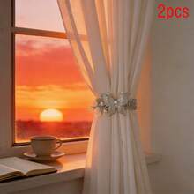 2 abrazaderas para cortinas con forma de mariposa, ajustables, decorativas, para decoración del hogar y la oficina. - Plateado - Ver 3