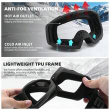 男女通用滑雪镜，TPU镜框，PC高清镜片，防雾防雪，可调节镜带 - 彩色 - 查看 4