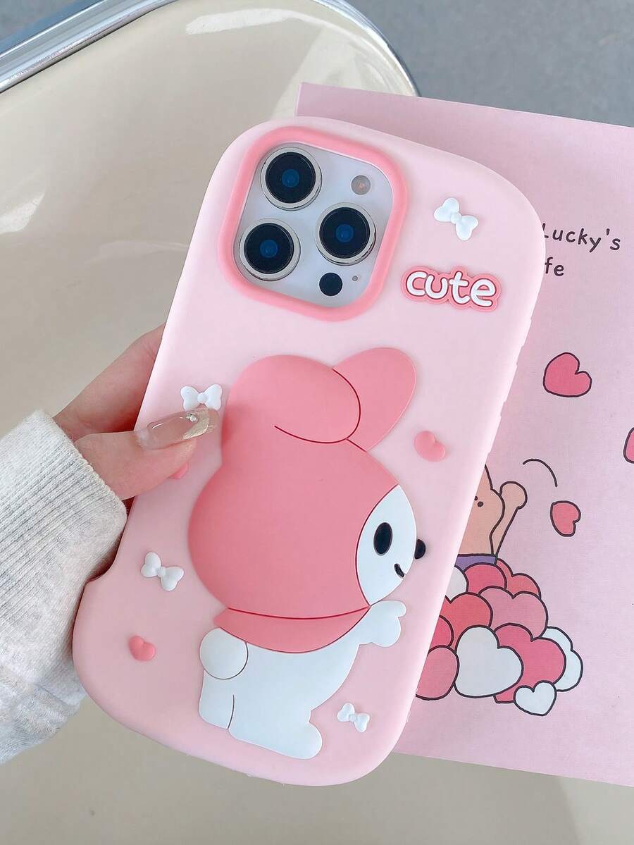 SANRIO 1个可爱时尚的猫咪图案手机壳，男女通用情侣款，Melody KT猫咪，粉色蝴蝶结硅胶防水防震手机壳，兼容苹果17系列、11/12/12 Pro、13/14/15、13 Pro/14 Pro/15 Pro、12 Pro Max/13 Pro Max/14 Pro Max/15 Pro Max、16、16 Pro、16 Pro Max、17、17 Pro、17 Pro Max - 粉色 - 查看 1