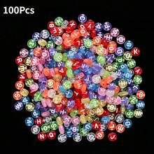 100颗4x7毫米亚克力字母珠，多色，适用于DIY手工散珠，可用于制作串珠鞋扣、手机链、钥匙扣、手链、项链和耳环等饰品。 - 彩色 - 查看 8