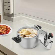 Pressure Stewing Pot, 9 L/26L/40 L 201 Stainless Steel Pressure Cooker, Pressure Cooker, Used In Hotels, Restaurants, Families,  School Canteens, D*H: 10.24*11.81in/14.17*16.54 In/15.75*18.31in - 銀色-9L - 查看 10